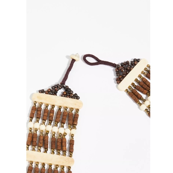 NEW Free People Silver Sage Collar Necklace Wood - Picture 5 of 7
